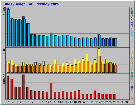 Daily usage for February 2025